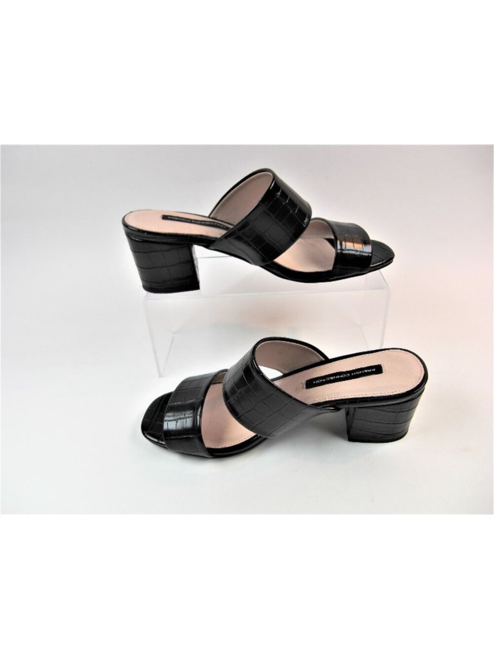 French Connection Woman's Double Band Lucite Black Slide Sandals shoes US 7 M NE